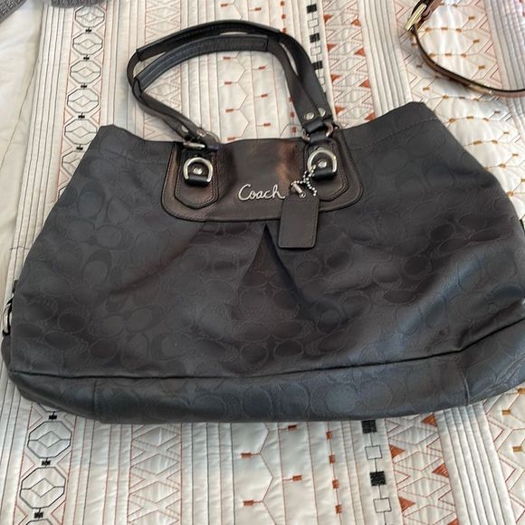 Coach bluish, gray handbag, monogrammed - Picture 1 of 7